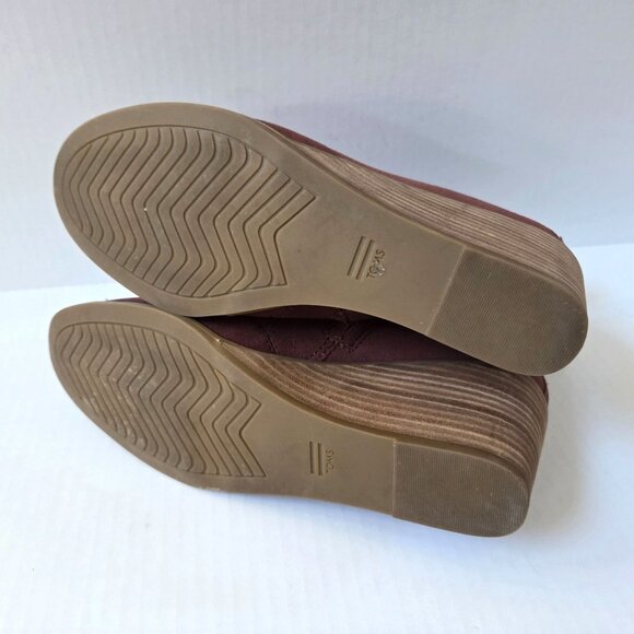 Toms Boots Womens 9 Sutton Chestnut Brown Suede Wedge Comfort Ankle Booties - Picture 8 of 8